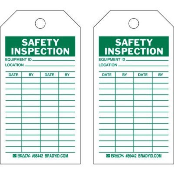 Brady Brady® 86442 Safety Inspecton Tag, 2 Sided, 10/Pkg, HD Polyester Encapsulated, 3"W x 5-3/4"H 86442